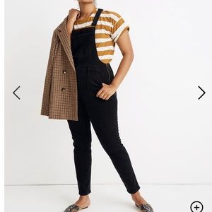 Madewell Skinny Denim Overalls in Lunar Wash Black Size Large